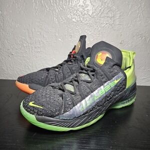 Nike LeBron XVIII 18 GS Black Crimson Volt Shoes CW2760-009 Sz 7Y = Womens 8.5